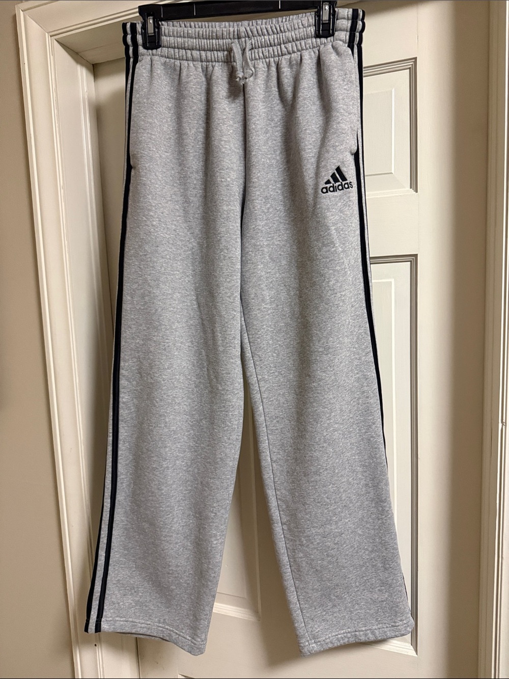adidas Light Gray Track Pants with Black Stripes